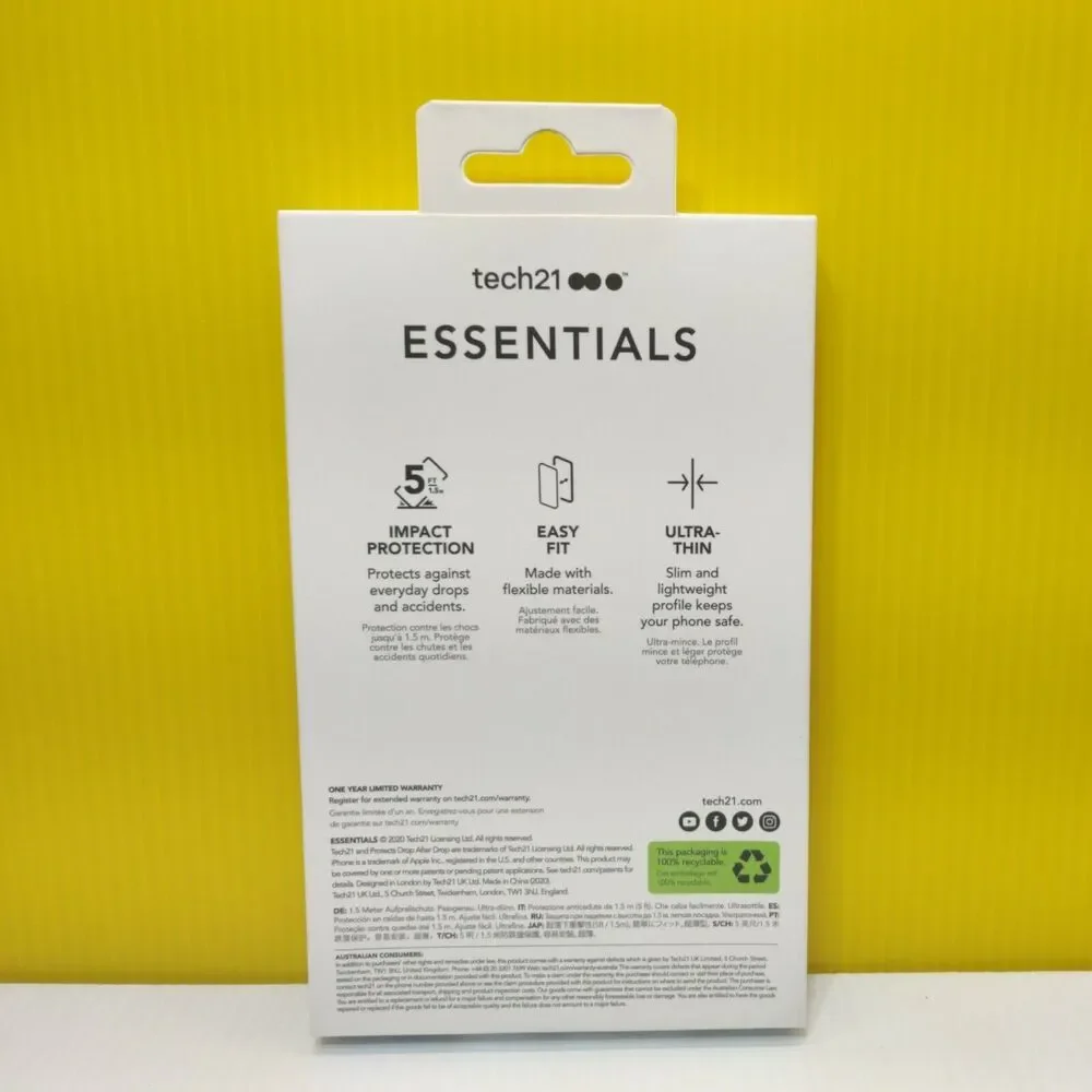 Tech 21 Essentials Phone Case for iPhone 12 Mini (Black) ~ New ~